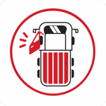Heavy vehicle with the driver’s door open